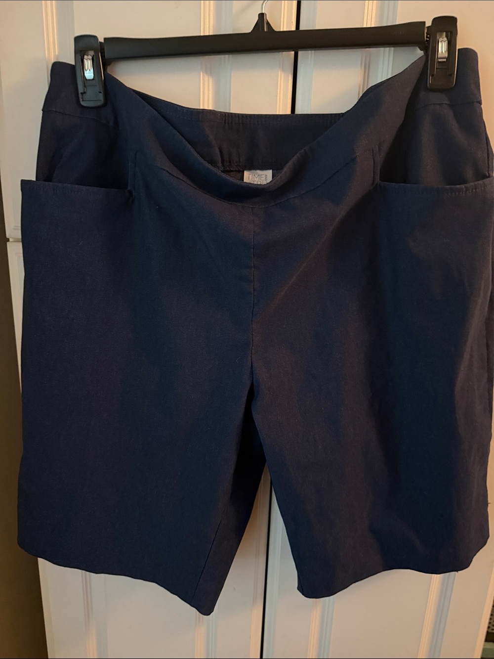 Time and Tru Blue Pull-On Bermuda Shorts with Front Pockets
